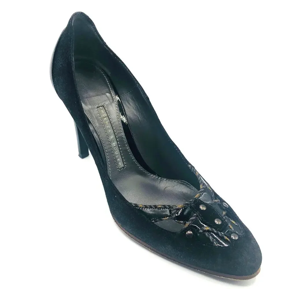 Vintage Proenza Schouler Black Suede Classic Dark Academia Pump‎ 8.5